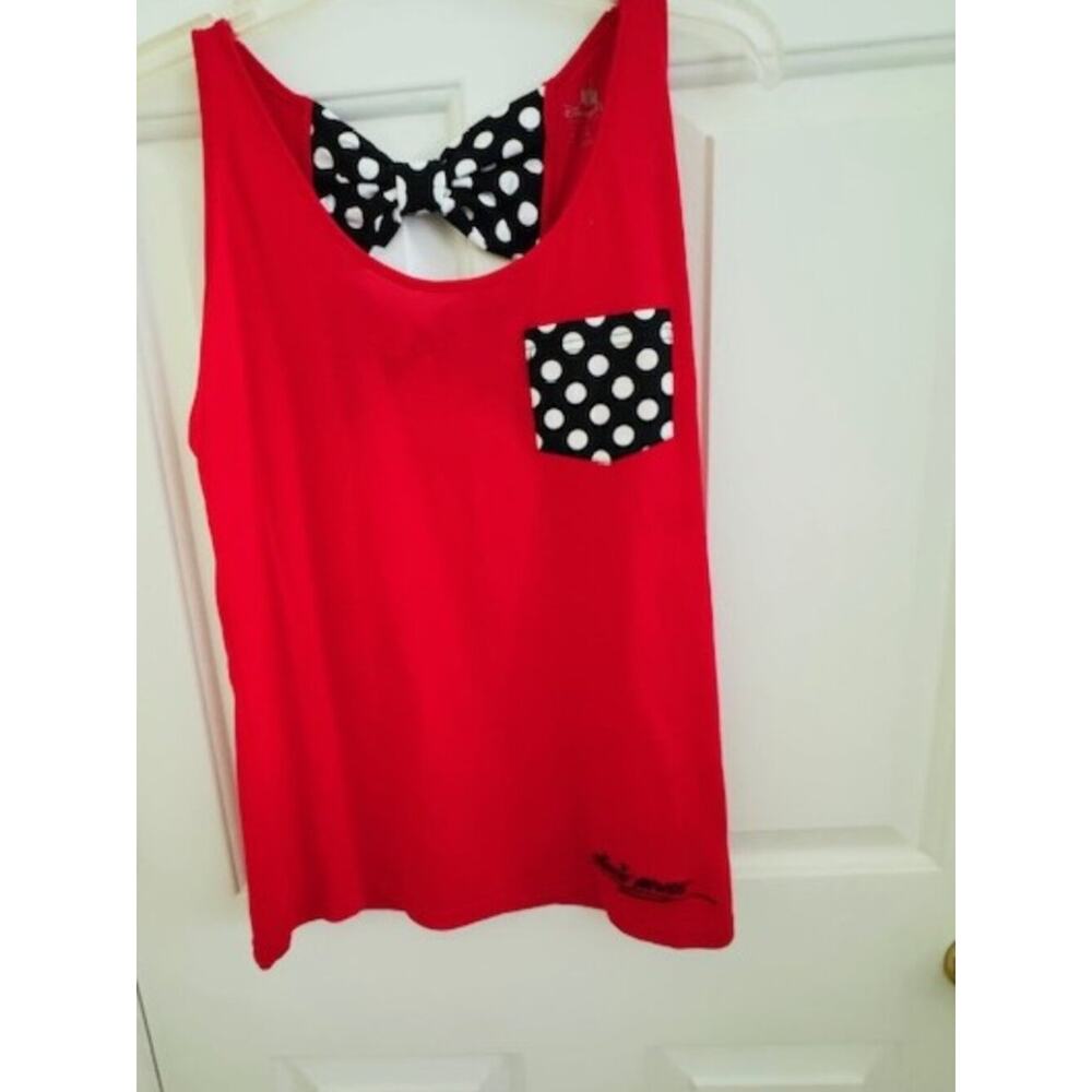 NWT Disney Parks Minnie Mouse Red Tank Top Back Bows Sz S